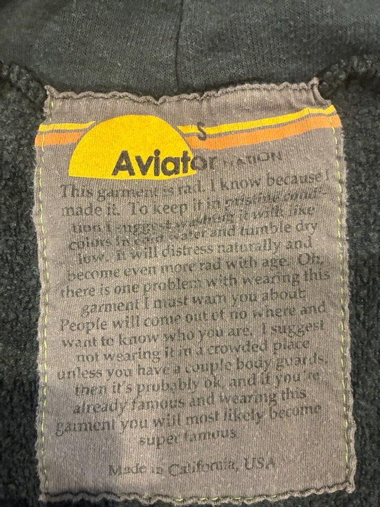 Aviator Nation Black Zip-Up Hoodie with Blue Gradient Stripes - Picture 2 of 5